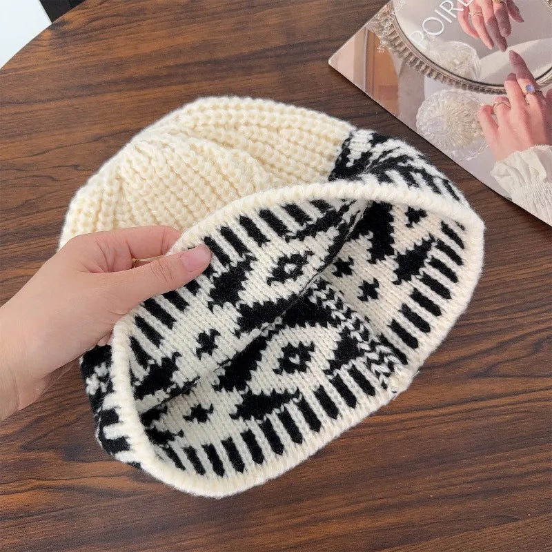 New Korean Windproof Fisherman Hat Coldproof Warm Knitted Beanie with Ear Protection Retro Style Autumn Winter Cap for Men Women