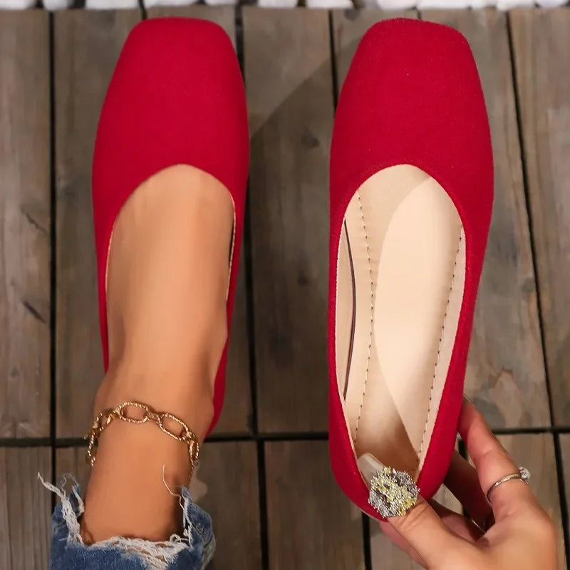 Women's Loafers 2025 New Elegant Ladies Causal Flat Shoes Square-toe Spring Autumn Shallow Women's Fashion Ballet Shoes Simple