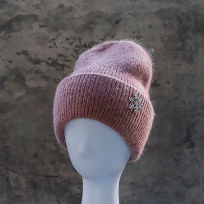 Hot Selling Winter Hat Real Rabbit Fur Winter Hats For Women Snowflake Warm Beanie cold Hats Women Solid Adult Cover Head Cap
