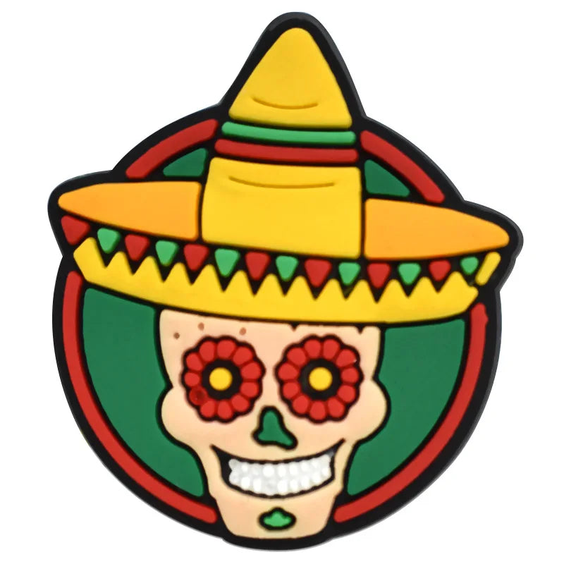 mexico series PVC shoe Charms Slippers Buckle combination Fit Wristbands accessories Decoration Bands gift unisex party