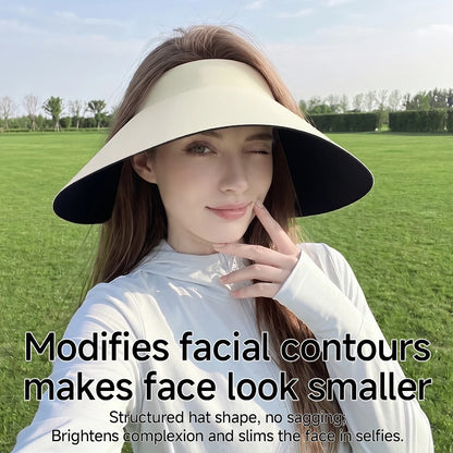Women's Sun Top Hat with UV Protection, Seamless One-Piece Visor, Wide Brim for Full Shade, Hollow Top Sun Cap