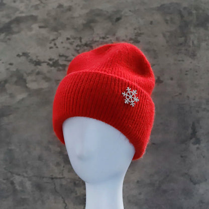 Hot Selling Winter Hat Real Rabbit Fur Winter Hats For Women Snowflake Warm Beanie cold Hats Women Solid Adult Cover Head Cap