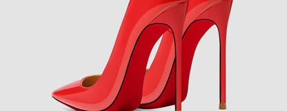Red pointed high-heeled shoes for women 2025, new slim heel patent leather French sexy plus size black professional single shoes