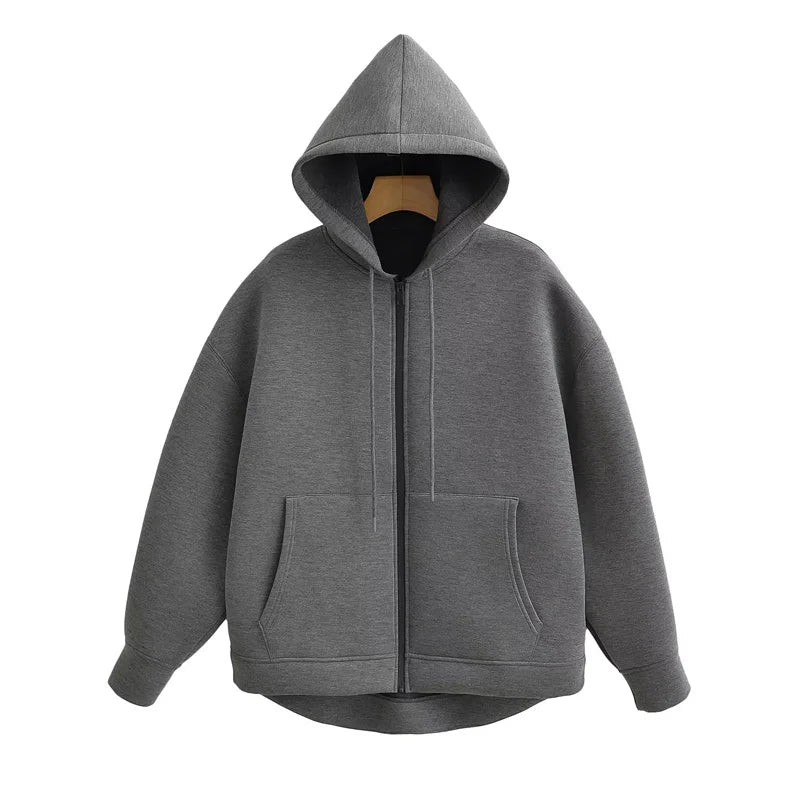 HXAO Women's Hoodie Oversized Zip up Hoodies Women Autumn Winter Long sleeve Outerwears Sweatshirt with zipper Y2k Hoodie Top