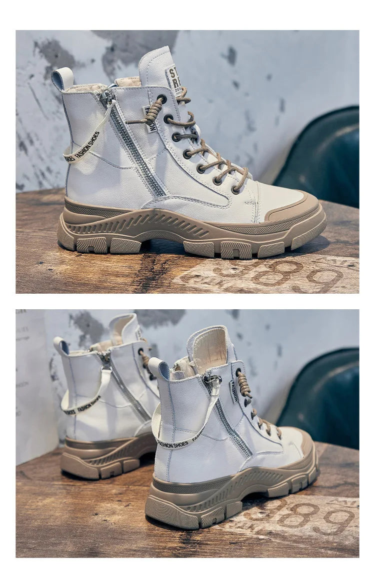 GKTINOO 2026 Autumn Winter Shoes Genuine Leather Sneakers Waterproof Boots for Women Thick Sole Women Ankle Boots Ladies Botas