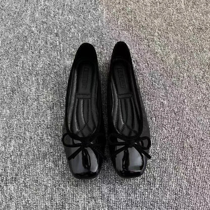 Women's Square Toe Bowknot Loafers, Shallow Slip-On Flat Shoes, Soft Sole Comfortable, Summer Casual Office Commuter, Plus Size