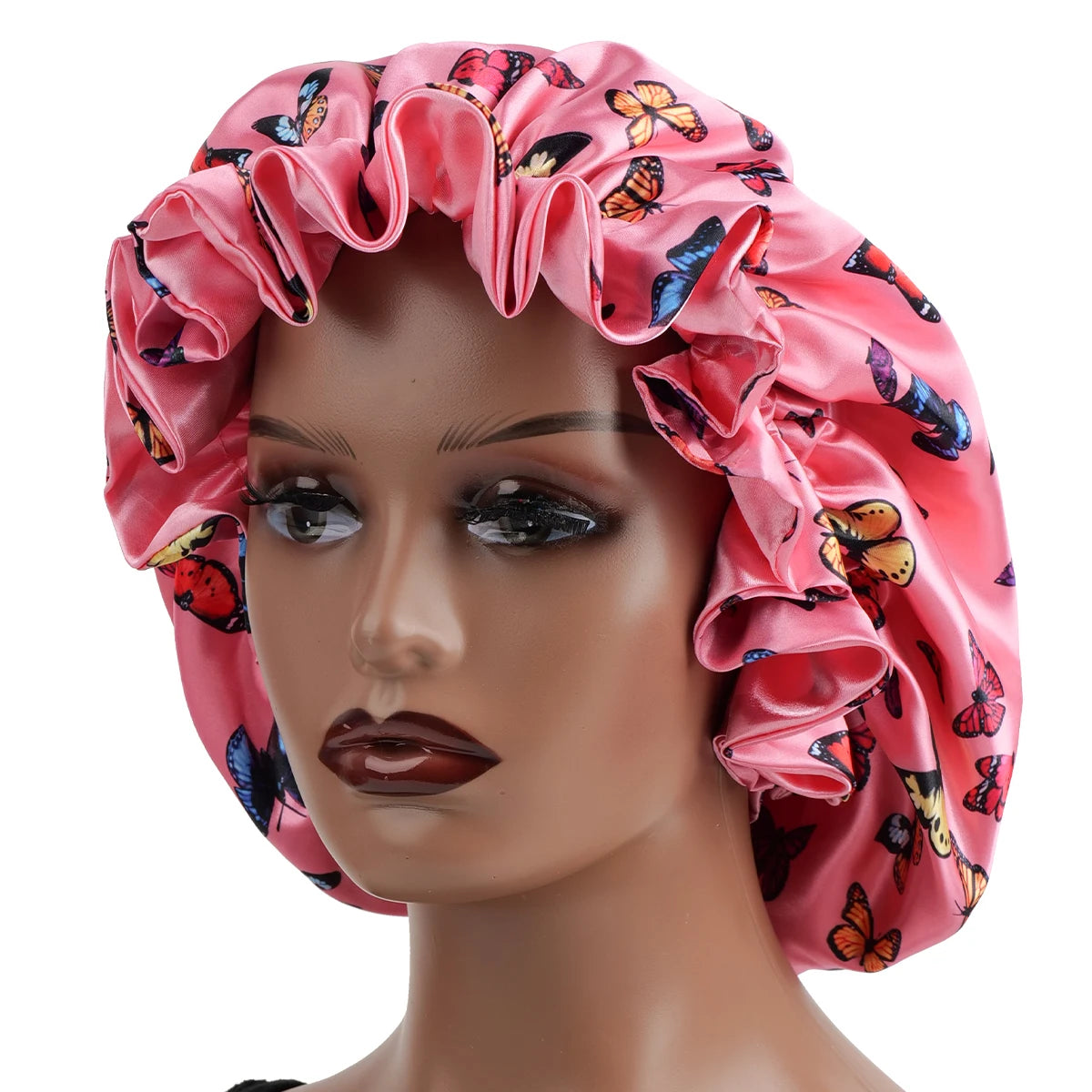 1Pc Double-Layered Minimalist Hair Bonnet Satin Bonnet Sleep Caps Can Be Worn on Both Sides Versatile Cap for Men/Women