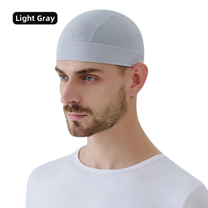 Summer Thin Breathable Mesh Skull Beanie Cap Sweat Absorbent Sport Cap Under Helmet Liner Moisture Wicking Quick Dry Cycling Hat