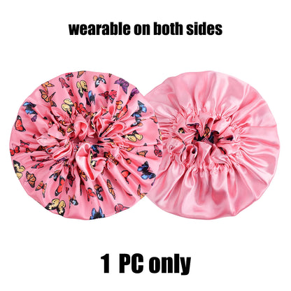 1Pc Double-Layered Minimalist Hair Bonnet Satin Bonnet Sleep Caps Can Be Worn on Both Sides Versatile Cap for Men/Women