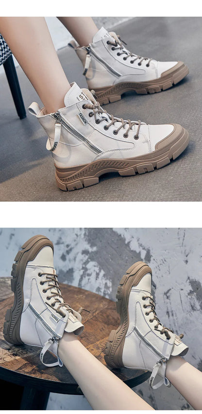 GKTINOO 2026 Autumn Winter Shoes Genuine Leather Sneakers Waterproof Boots for Women Thick Sole Women Ankle Boots Ladies Botas