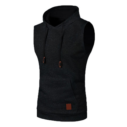 Mens Sleeveless Hoodies Fashion Casual Hooded Sweatshirt Men Bodybuilding Tank Top Sporting Shirt Waistcoat Vest Gym
