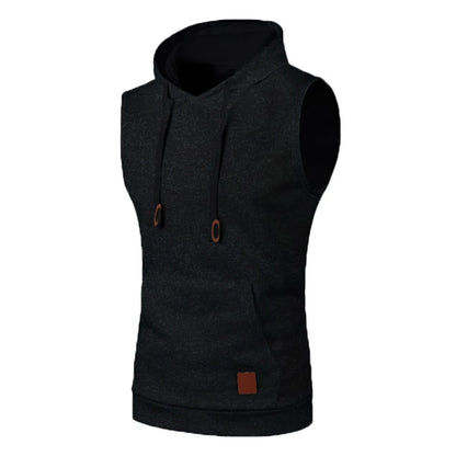 Mens Sleeveless Hoodies Fashion Casual Hooded Sweatshirt Men Bodybuilding Tank Top Sporting Shirt Waistcoat Vest Gym