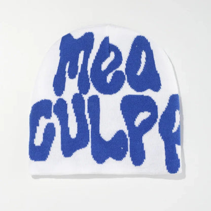 Mea Culpas Beanies Hats For Women Men Autumn Winter Fashion Printed Wool Acrylic Knitted Caps Bonnet Kpop Elastic Skullies Hat