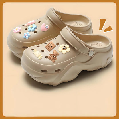 Women DIY Cute Animal button Decor Clogs Fashion Summer Spring Autumn Beach Sandals Cave Hole Female Garden Shoes Students Girls