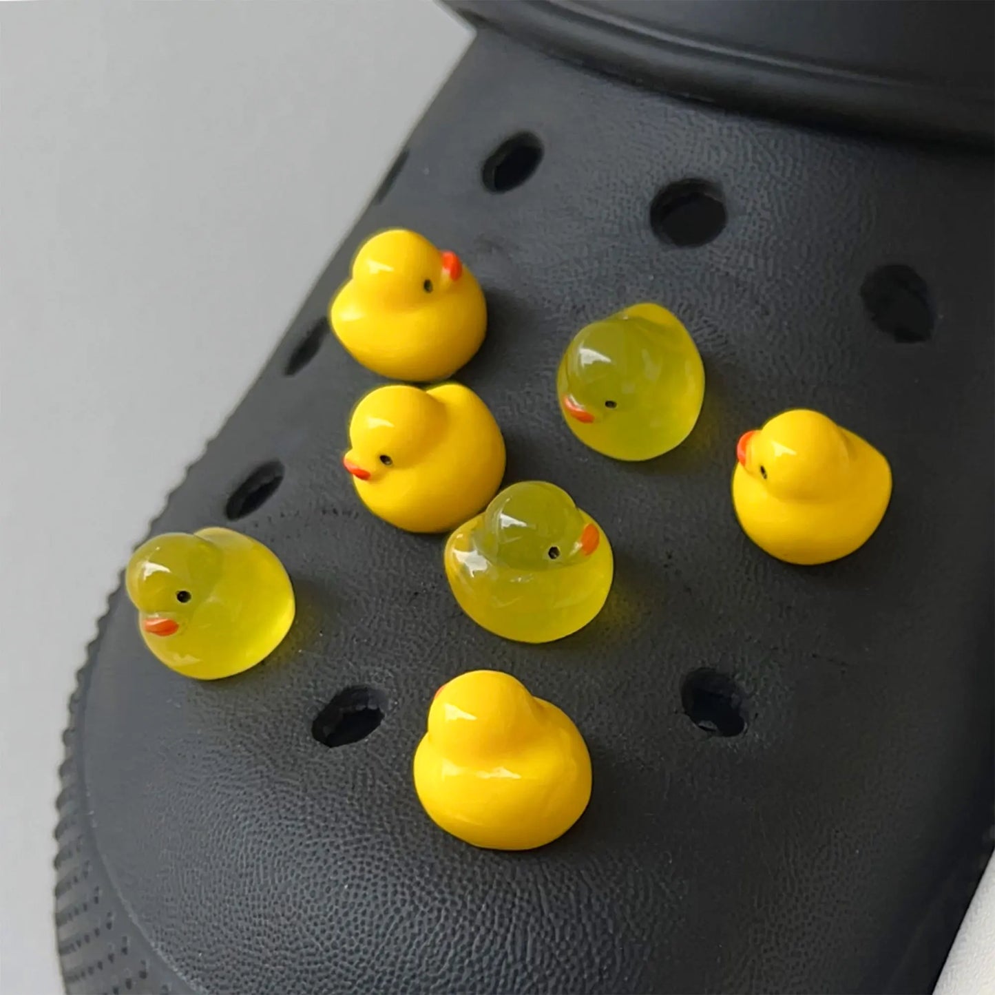 3D Cute Chubby Yellow Duck Noctilucent Shoe Charms for Crocs Garden Sandal Clogs Pins Decorations Slipper Accessories Girl Gift