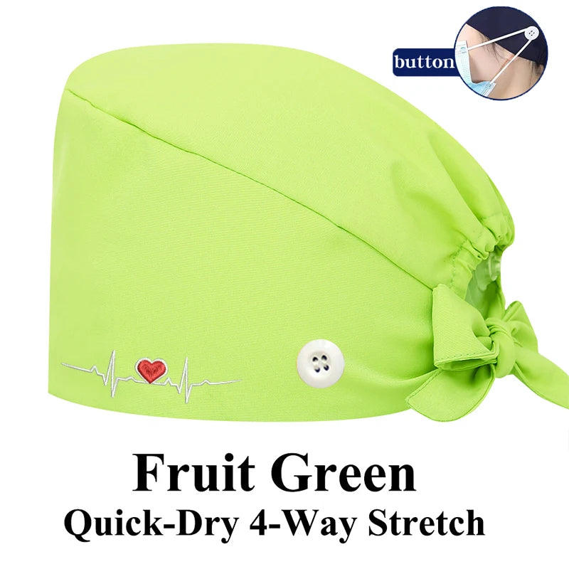 ECG Embroider Working Hats for Man Woman Pet TOOTH Clinic Scrub Caps Quick Dry Breathable Dentist Cap MSG-03