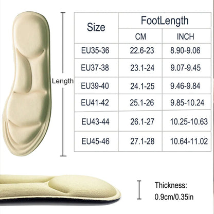 4PCS 5D Massage Memory Foam Insoles Thickening Breathable Cushion Cushioning Comfort Suitable For High Heels Insoles