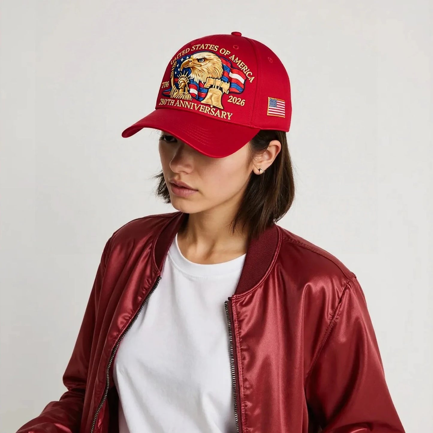 United States 250th Anniversary Cap Adjustable Washed Cotton Baseball Cap Vintage Tribute Eagle Printed Patriotic Trucker Hat