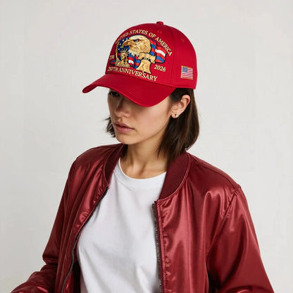 United States 250th Anniversary Cap Adjustable Washed Cotton Baseball Cap Vintage Tribute Eagle Printed Patriotic Trucker Hat