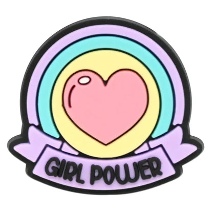 Cute Pink Power Shoe Charms Decoration for Crocs Pin Accessories Charms Bracelet Wristband DIY Shoe Women Party Gifts