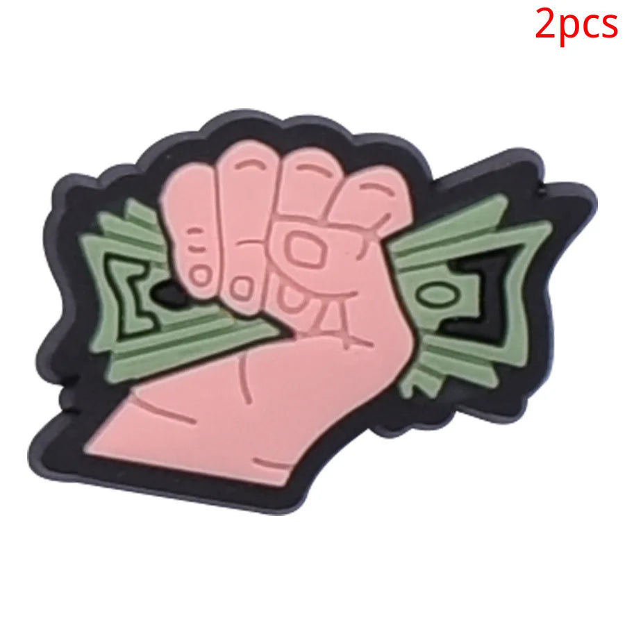 2pcs Lot Coin Money Shaped Character Shoe Buckles Charms Combination Designer for Women Accessories for Girls Adults Unisex Gift