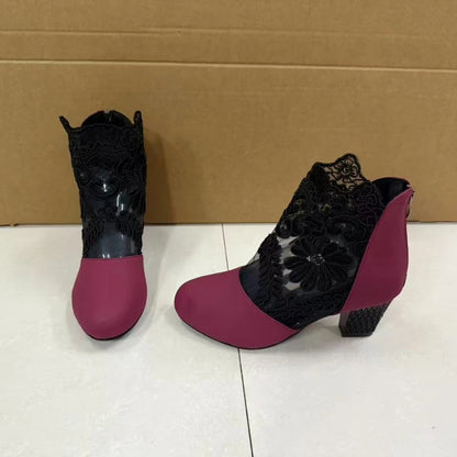 Women's Lace Heeled Shoes Fashion Ladies Roman Sandals Breathable Ladies Shoes Elegant Ladies Pumps New Mesh Sandalias De Tacón