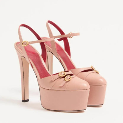 Ladies' Summer New Thick Soled Slim High-heeled Sandals, Fashionable Wedding and Runway Styles, Plus Size High-heeled Sandals