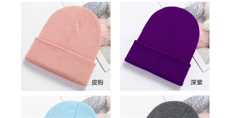 Acrylic Beanie Cap for Adult Winter Women Men Plain Skullies Beanie Hats Custom Logo Knitted Hats SKullies Skullcap