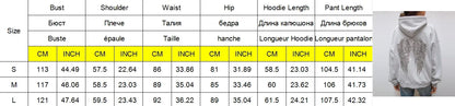 Women Fashion Sequin Angel Wings Printed Hoodies Casual Long Sleeved Hooded Solid Color Tops 2025 New High Street Y2k Outwear