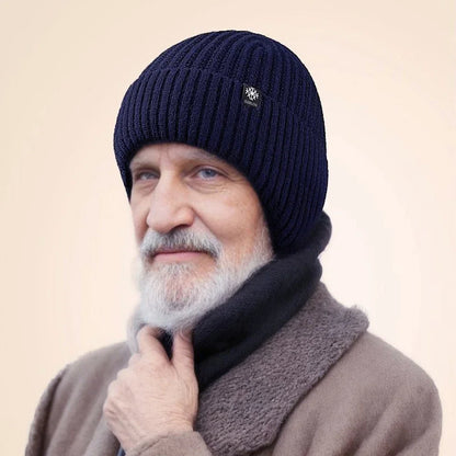 Men Winter Knitted Hat with Neck Scarf Plush Warmth Peaked Cap Earmuff 2025 Fashion Faux Fur Bomber Hats Cycling Ear Protection