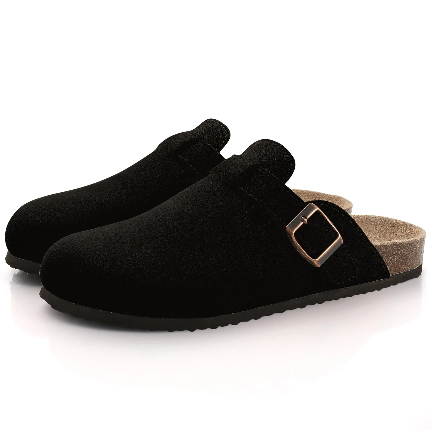 Comwarm Fur Lined Clogs For Women Men Winter Fuzzy Cork Slippers Fur Cork Mules Short Plush House Cork Shoes Winter zuecos mujer