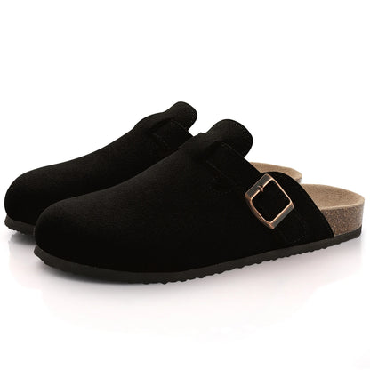 Comwarm Fur Lined Clogs For Women Men Winter Fuzzy Cork Slippers Fur Cork Mules Short Plush House Cork Shoes Winter zuecos mujer