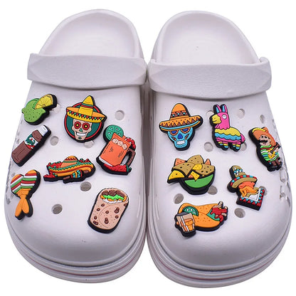 mexico series PVC shoe Charms Slippers Buckle combination Fit Wristbands accessories Decoration Bands gift unisex party