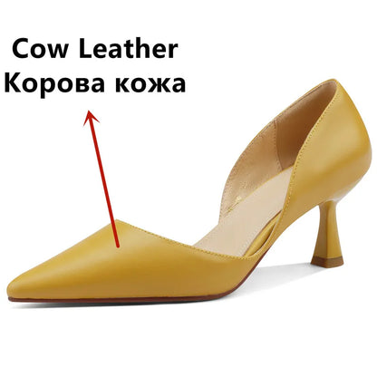 FEDONAS Basic Women Pumps Spring Summer Dress Office Ladies Pointed Toe Thin Heels Genuine Leather Shoes Woman Fashion Elegant