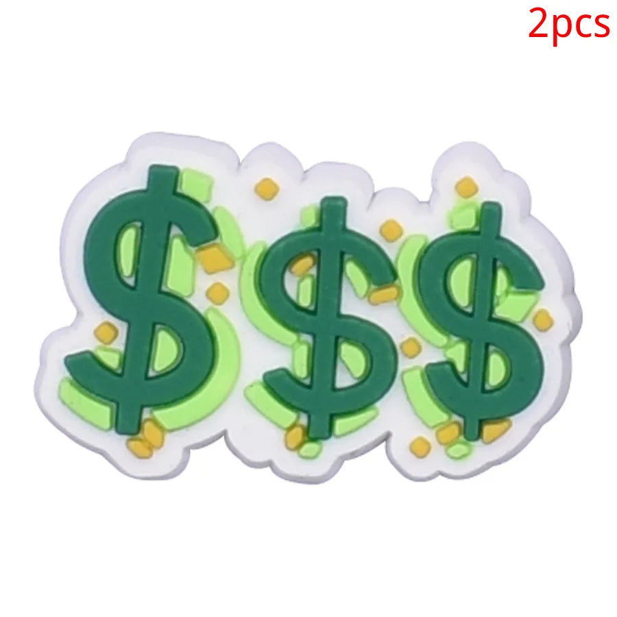 2pcs Lot Coin Money Shaped Character Shoe Buckles Charms Combination Designer for Women Accessories for Girls Adults Unisex Gift