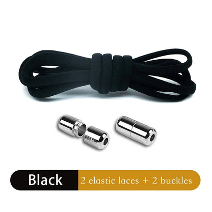 Leisure Sneakers Laces No Tie Shoelaces Elastic Quick Flat Shoelace Kids and Adult Lazy Laces Metal Lock Semicircle Shoelaces