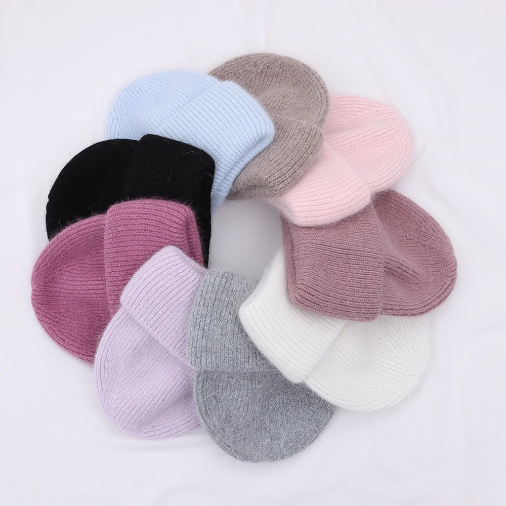 Hot Selling Winter Hat Real Rabbit Fur Winter Hats For Women Snowflake Warm Beanie cold Hats Women Solid Adult Cover Head Cap