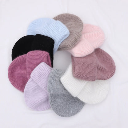 Hot Selling Winter Hat Real Rabbit Fur Winter Hats For Women Snowflake Warm Beanie cold Hats Women Solid Adult Cover Head Cap