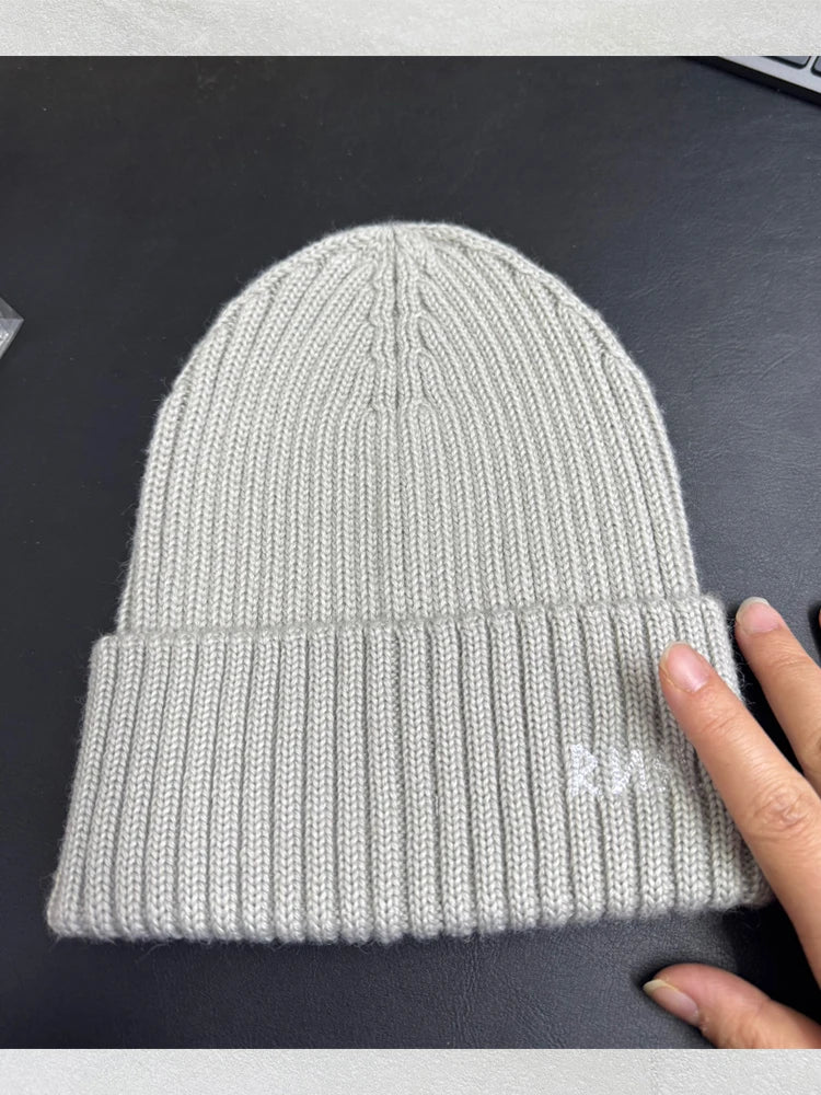 Autumn Winter Unisex Knitted Beanie Hat with Letter Embroidery – Warm Casual Street Style Wool Knit Beanie