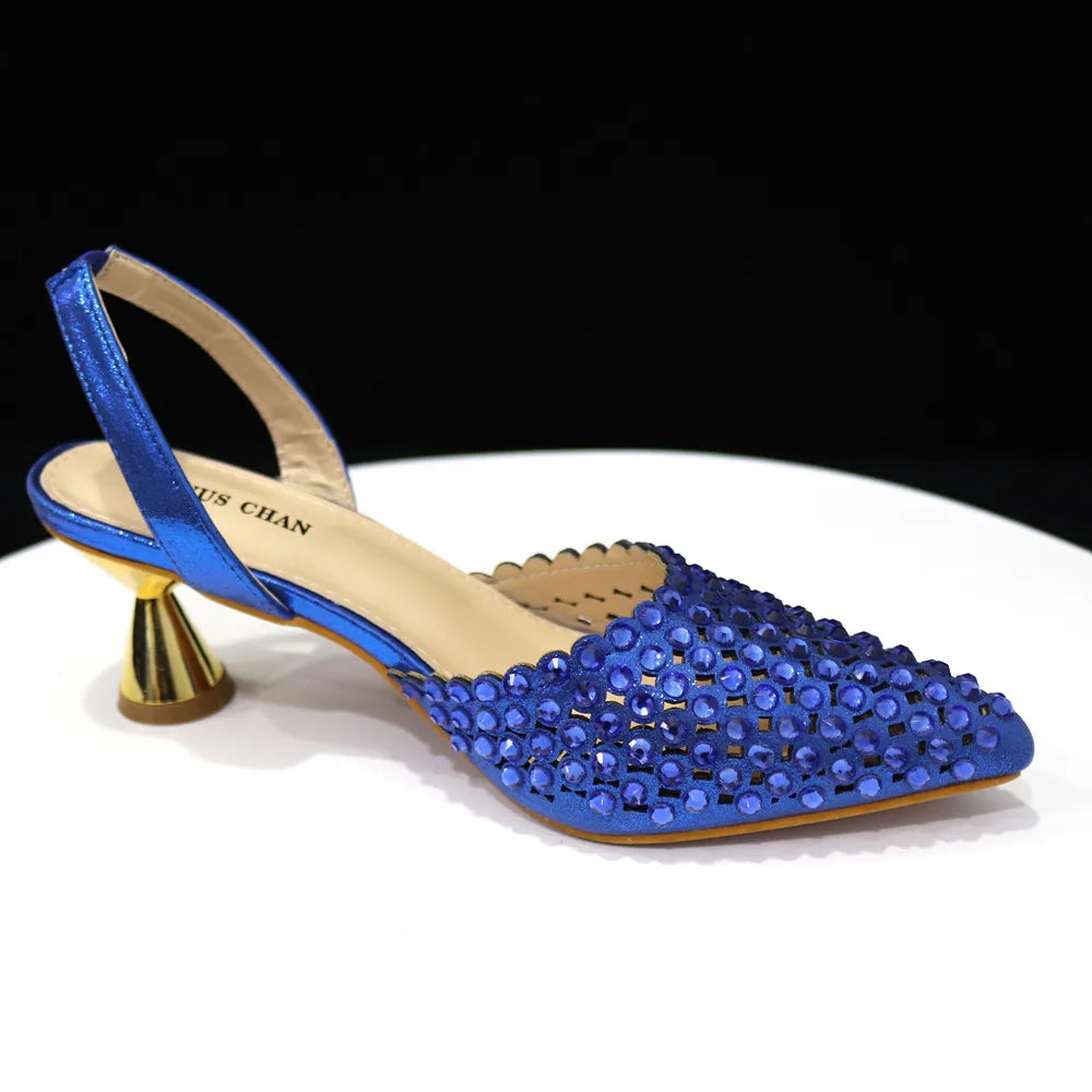 Fashion Summer 2023 Beads Decorated Muffin Bottom Sandals Wear Comfortable And Versatile Elegant Ladies Shoes And Bag Set