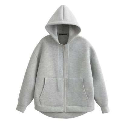 HXAO Women's Hoodie Oversized Zip up Hoodies Women Autumn Winter Long sleeve Outerwears Sweatshirt with zipper Y2k Hoodie Top