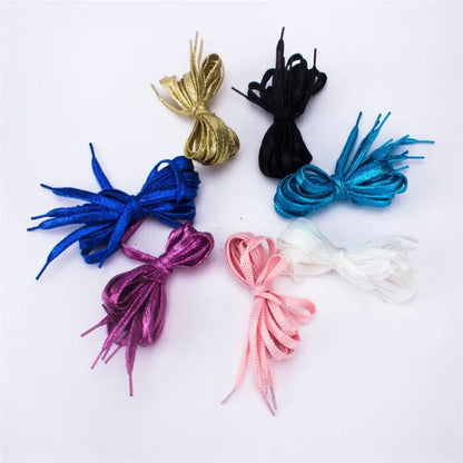 1 Pair Shiny Gold Silver Thread Shoelaces Glitter Flat Shoelaces Sparkly Bootlaces Colors Shimmering 110cm Shoe Laces Colored