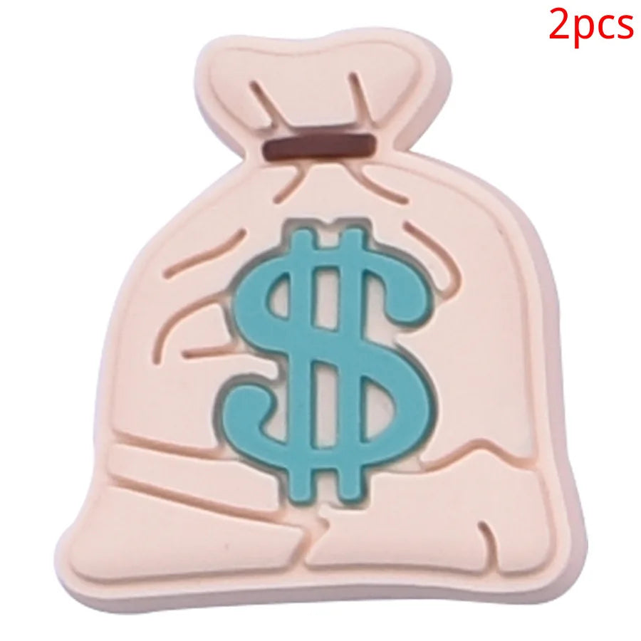 2pcs Lot Coin Money Shaped Character Shoe Buckles Charms Combination Designer for Women Accessories for Girls Adults Unisex Gift