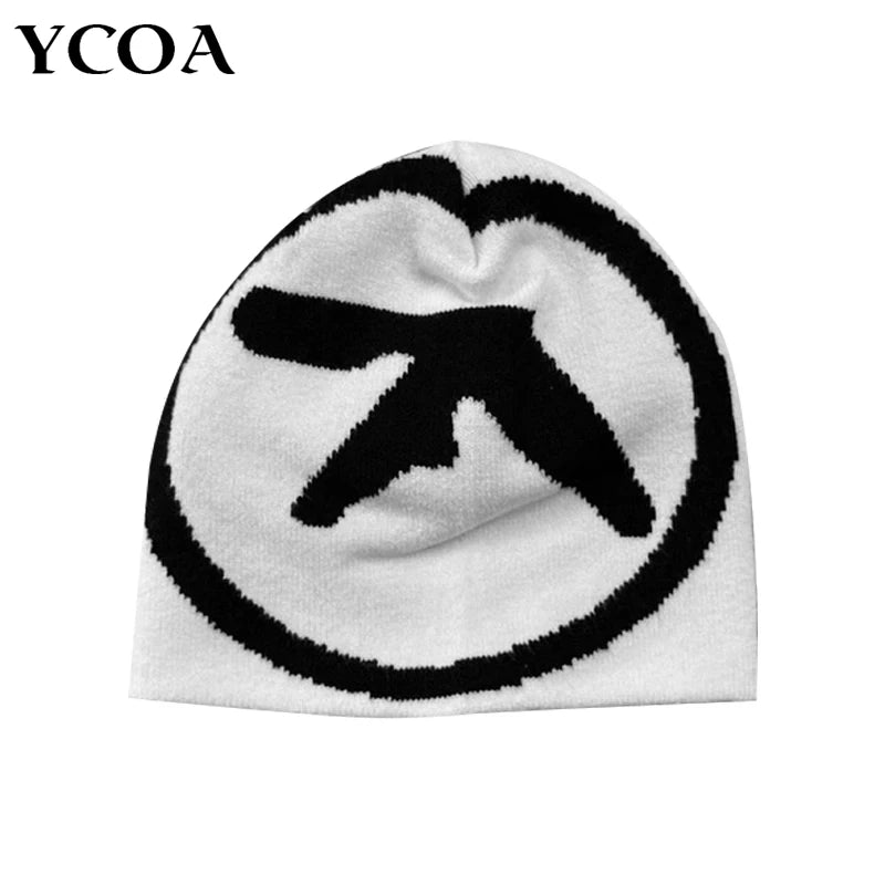 Women's Hat Hip Hop Knitting Winter Beanies Caps Y2k Streetwear Fashion Pullover Aphex Twin Vintage Warm Unisex Accessories