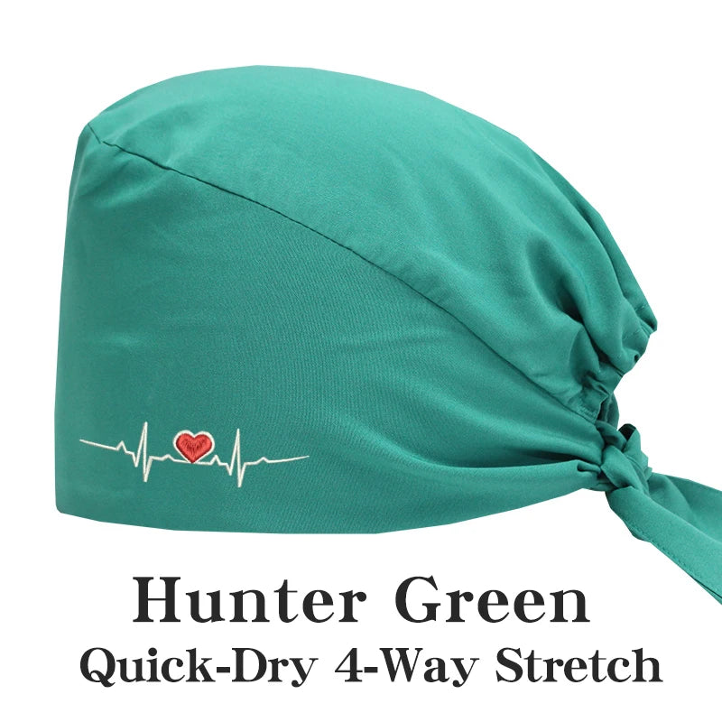 ECG Embroider Working Hats for Man Woman Pet TOOTH Clinic Scrub Caps Quick Dry Breathable Dentist Cap MSG-03