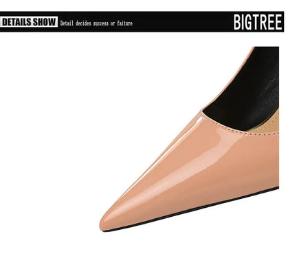 BIGTREE Shoes Pointed Toe Red Women Pumps Patent Leather High Heels Occupational OL Office Shoes Stiletto Female Heels Shoes