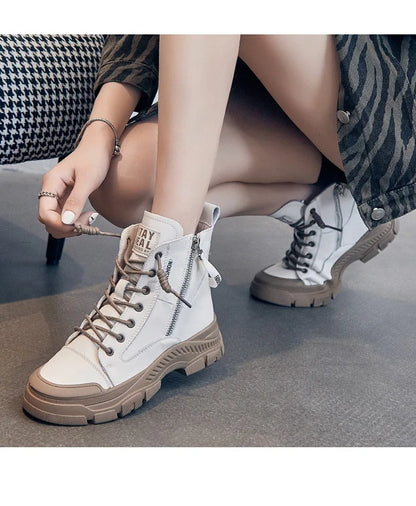 GKTINOO 2026 Autumn Winter Shoes Genuine Leather Sneakers Waterproof Boots for Women Thick Sole Women Ankle Boots Ladies Botas