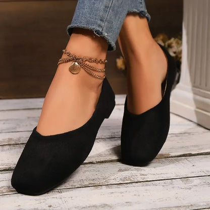 Women's Loafers 2025 New Elegant Ladies Causal Flat Shoes Square-toe Spring Autumn Shallow Women's Fashion Ballet Shoes Simple
