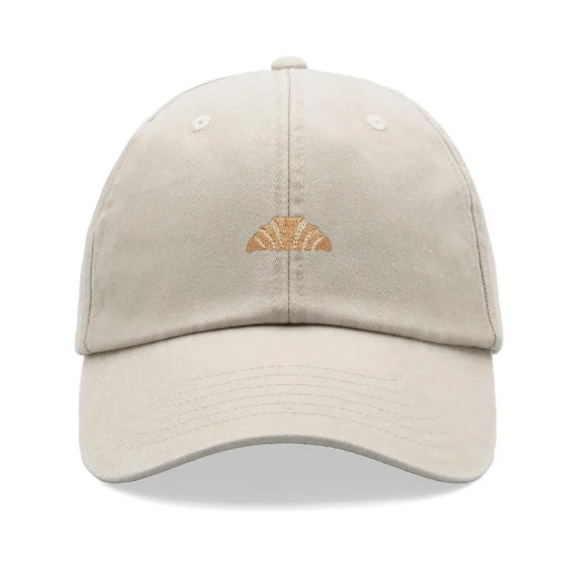 1pc Croissant Printing Retro Baseball Caps,leisure Washed Unisex Dad Hat Adjustable Faded Sports Sun Food Hiking Summer Holiday