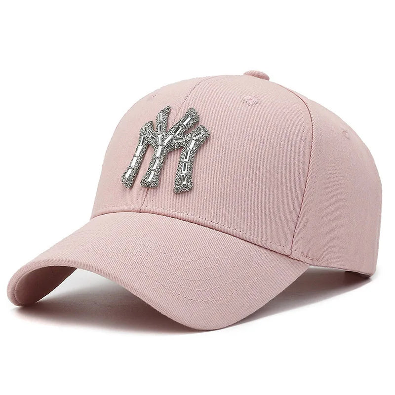 New MY Inlay Diamond Men's Outdoor Sports Baseball Hats Women's Fashion Trend Casual Duck Tongue Caps Suitable For All Seasons